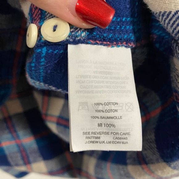 J. Crew Shrunken Boy Flannel Plaid Shirt‎ Women's Size 10 - Picture 3 of 6